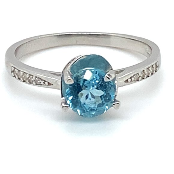 Paraiba Blue Apatite .96ct Platinum Finish Solid 925 Sterling Silver Ring - Picture 1 of 7
